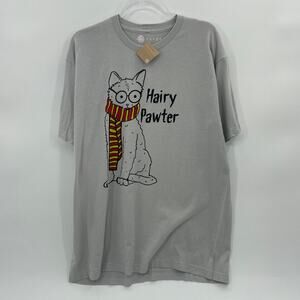 New FUEGO Hairy Pawter T - Shirt Mens Size XL Short Sleeve Cotton Cat Dad Crew